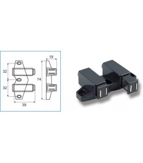 Loquet magnétique double corp carré sur platine Loquet magnétique double corp carré sur platine