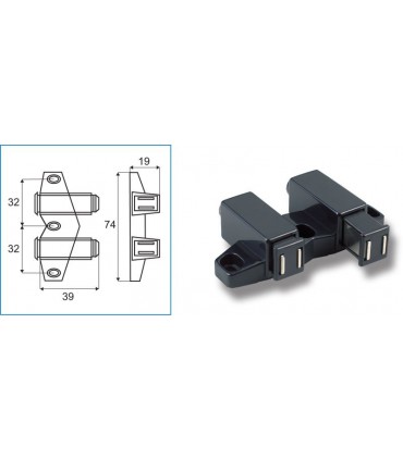 Loquet magnétique double corp carré sur platine