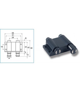 Loquet magnétique double corp rond sur platine Loquet magnétique double corp rond sur platine