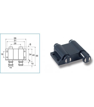 Loquet magnétique double corp rond sur platine