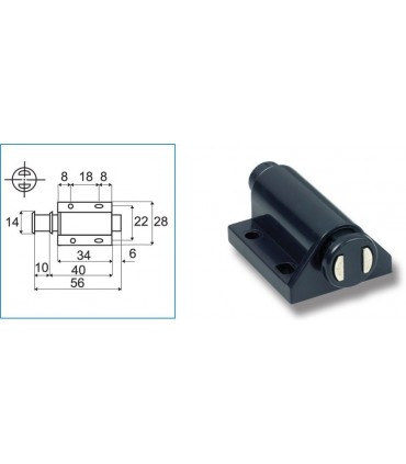 Loquet magnétique simple corp rond sur platine