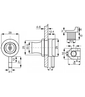 Serrure à cylindre pour porte de vitrine en verre Serrure à cylindre pour porte de vitrine en verre