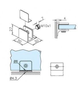 Support carré avec méplat Support carré avec méplat