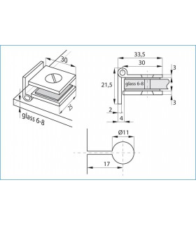 Charnière Bosch pour porte de vitrine en verre montage verre sur bois Charnière Bosch pour porte de vitrine en verre montage verre sur bois
