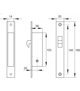 Serrure porte coulissante en bois ou alu ouverture avec clé 