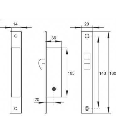 Serrure porte coulissante en bois ou alu ouverture avec clé 