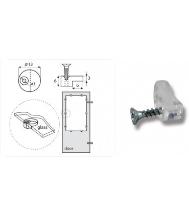 Pastille de fixation pour miroir d'épaisseur 4 mm