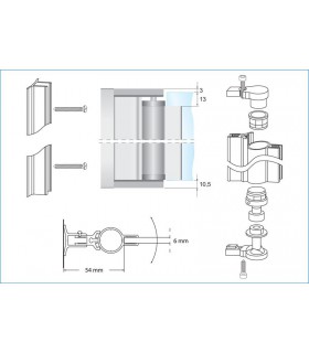 Charnière pare douche à relèvement ht.1500 mm Charnière pare douche à relèvement ht.1500 mm