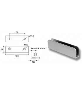 Pince fixe série Square XL pour verre de 4 à 8 mm