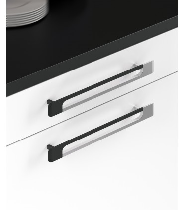 Poignée de meuble bi-color chrome brillant et noir