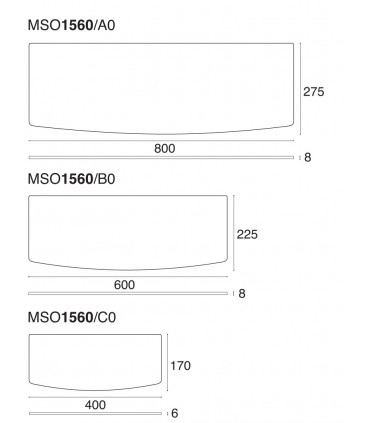 Tablette en verre avec découpe convexe série MS01560 par Confalonieri
