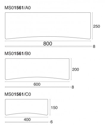 Tablette en verre avec découpe concave série MS01561 par Confalonieri