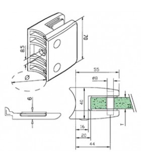 Pince à verre à talon plat - modèle 24 - Zamak effet inox Pince à verre à talon plat - modèle 24 - Zamak effet inox