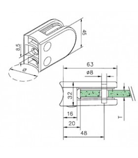 Pince à verre pour tube - modèle 25 - Zamak effet inox brossé