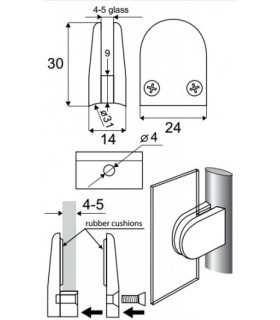 Pince fixe pour verre d'épaisseur 4 à 5 mm