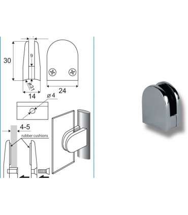 Pince fixe pour verre d'épaisseur 4 à 5 mm
