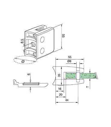 Pince à verre pour tube - modèle 26 - inox aisi 316