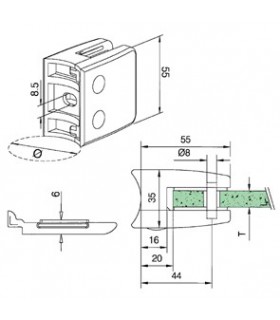 Pince à verre à talon plat - modèle 26 - Zamak effet inox