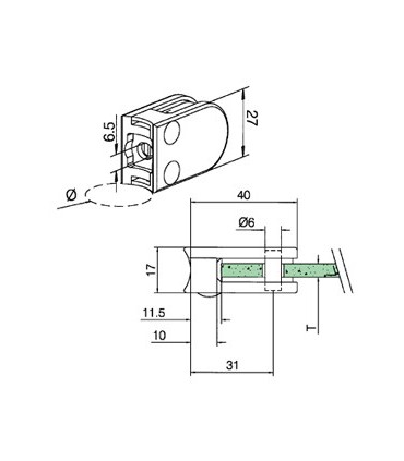 Pince à verre pour tube - modèle 27 - inox aisi 304