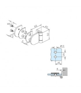 Charnière pour porte en verre fixation contre mur Charnière pour porte en verre fixation contre mur