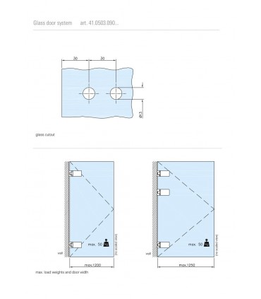 Paumelle inox avec fiche de 45 mm pour porte clarit en verre