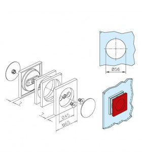 Poignée insert forme carrée pour porte coulissante en verre Poignée insert forme carrée pour porte coulissante en verre