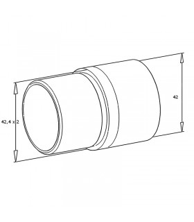 Raccord de liaison 180° bois sur tube inox Ø 42.4 x 2 mm