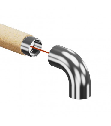 Embout de finition crosse inox pour main courante bois