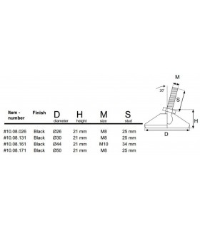 Vérin orientable polypropylène noir Vérin orientable polypropylène noir