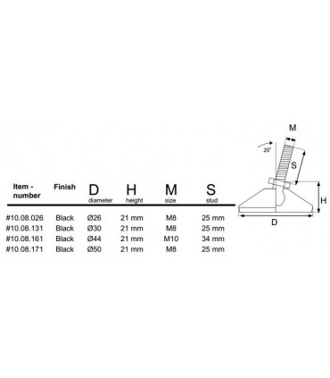 Vérin orientable polypropylène noir