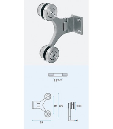 Spider charniére 2 branches inox brossé