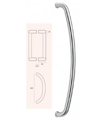 Poignée monobloc inox Ø 25 mm série 294