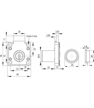 Petite serrure pour placard ou tiroir