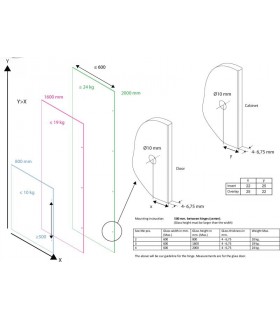 Charnière double pour porte en verre ouverture à 180° Charnière double pour porte en verre ouverture à 180°