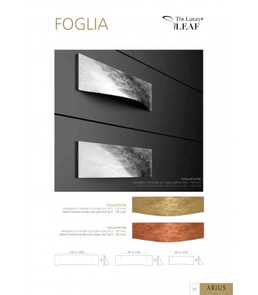 Poignée Foglia finition feuille d'or de cuivre et d'argent