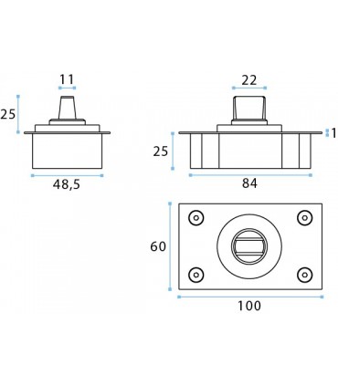 Pivot bas à encater avec axe rectangulaire