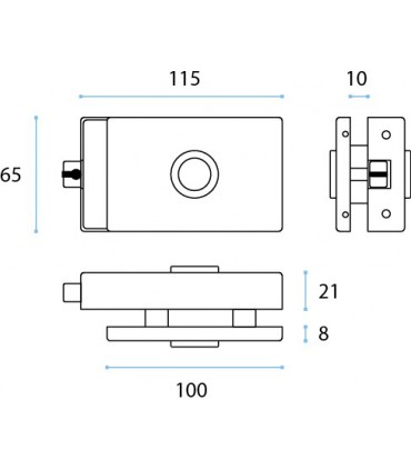 Petite serrure bec de cane à pêne magnétique pour porte en verre  