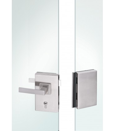 Serrure rectangulaire verticale pour porte en verre