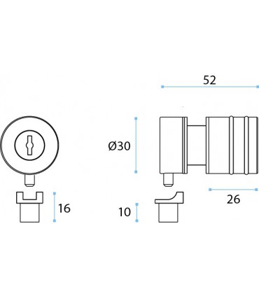 Serrure bouton à cylindre amovible