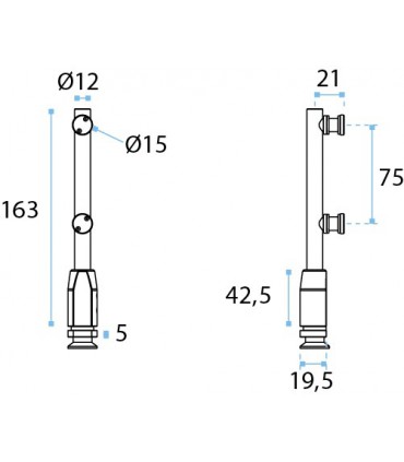Charnière verticale en inox pour porte de vitrine en verre