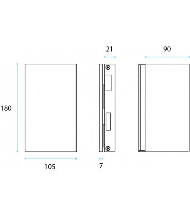 Schéma technique pour gâche rectabgulaire verticale