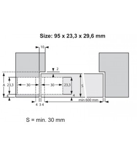Encoche pour paumelle ht.95 mm