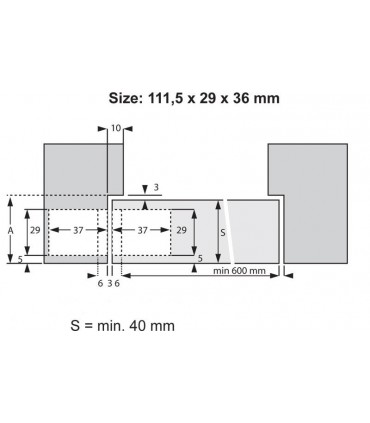 Encoche pour paumelle ht.111.5 mm