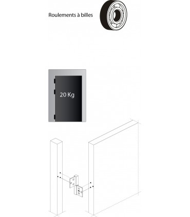 Charnière réversible série square 14 mm