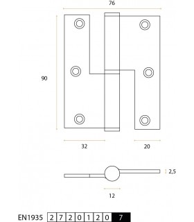 Charnière réversible en inox 