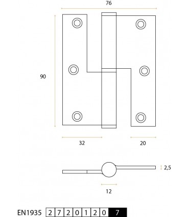Charnière réversible en inox