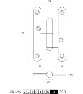 Charnière réversible en inox