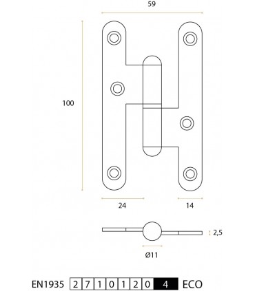 Charnière réversible en inox