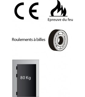 Paumelle en inox inifugé sur roulement à billes 75 x 75 mm
