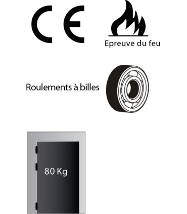 Paumelle en inox inifugé sur roulement à billes 75 x 75 mm